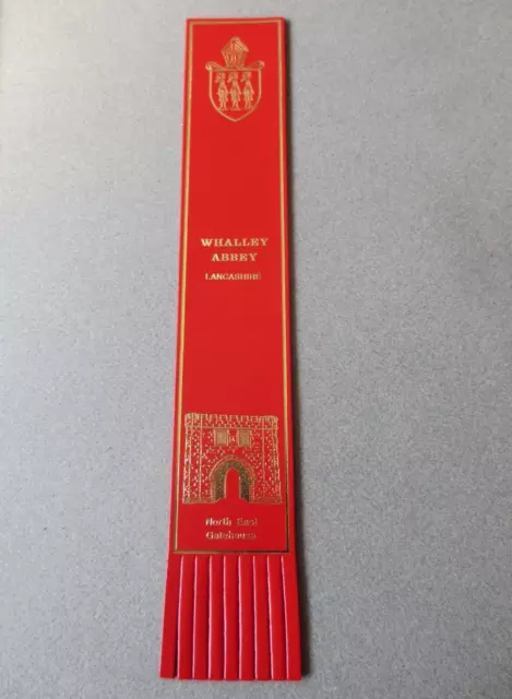 Leather BOOKMARK WHALLEY ABBEY Lincolnshire North East Gatehouse RED Unused