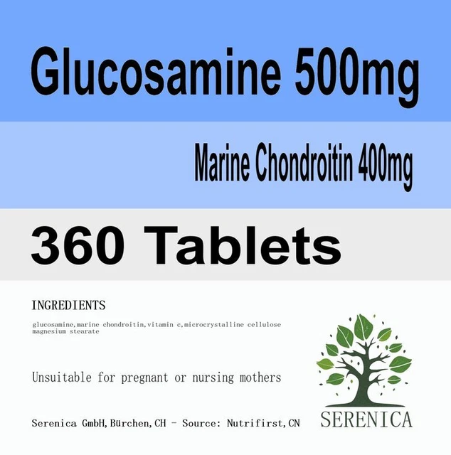 Glucosamine 500mg and Marine Chondroitin 400mg (90%) + Vitamin C x 360 Tablets