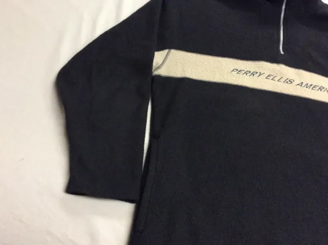 VINTAGE PERRY ELLIS America Active Pullover Black Fleece Jacket Shirt ...