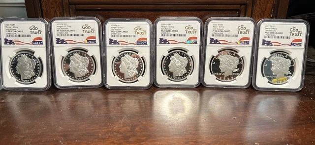 2023 6Pc Fiji Morgan And Peace Dollar Set!! Ngc Pf70 Ultra Cameo! Rare!!!!