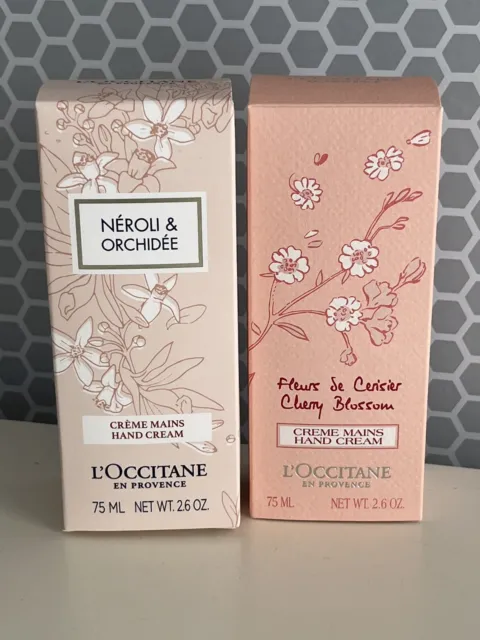 Two (2) L' Occitane Neroli & Orchidee and Cherry Blossom Hand Cream 75ml/2.6 oz