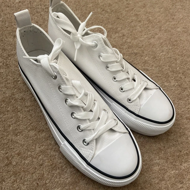 LADIES PRIMARK WHITE Lace Up Pumps Trainers Size 6 Worn Once 4.99 PicClick UK
