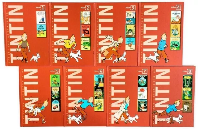 The Adventures of Tintin Collection 8 Books Set by Hergé Hardcover