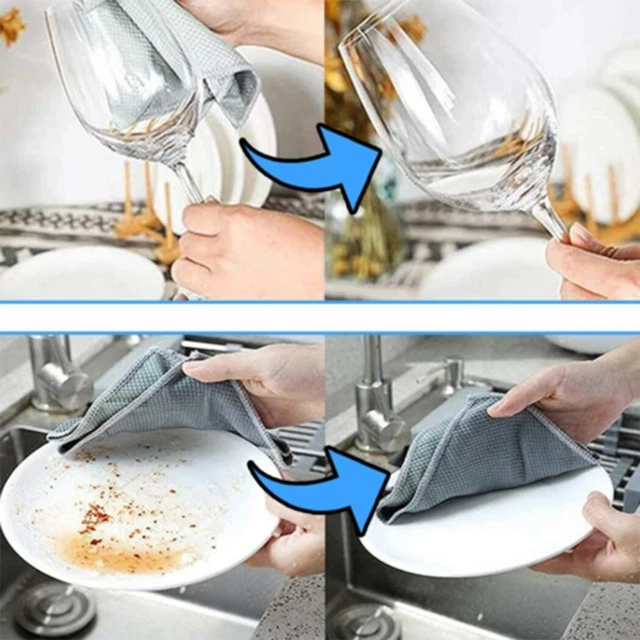 5 PCS NanoScale Streak-Free Miracle Cleaning Cloths  Kitchen Rag Reusable tool 5