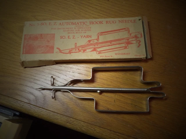 ANTIGUO No. 3 SO. E.Z. Aguja de alfombra de gancho automática Wondert incluye caja