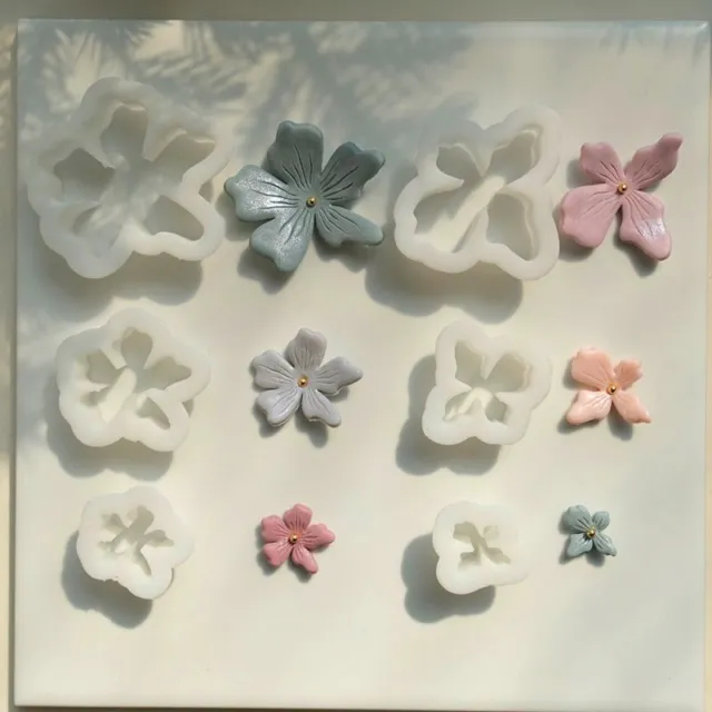Cortadores abstractos de arcilla de polímero en forma de flor PLA 4 5 cortadores de arcilla de flores hágalo usted mismo