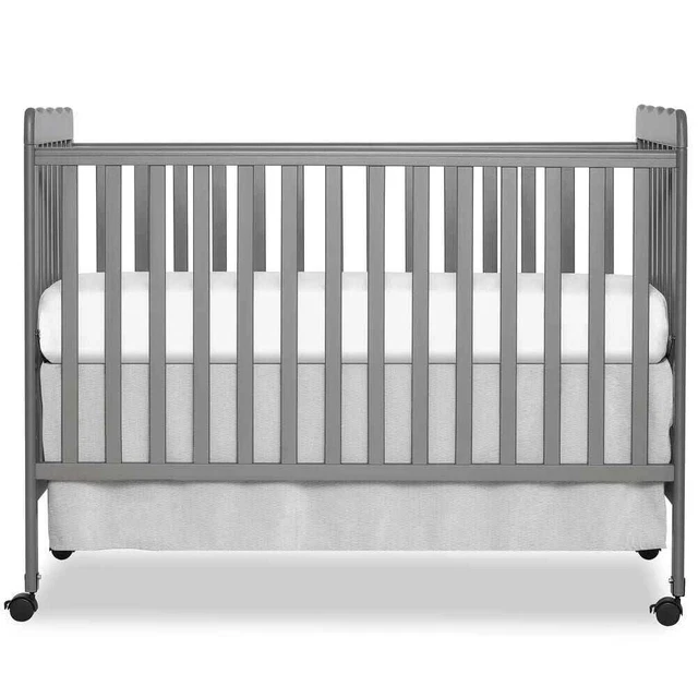 Dream On Me 40"H x 31"W 3-in-1 Convertible Day Bed W/ Wheels Safe Wood Gray