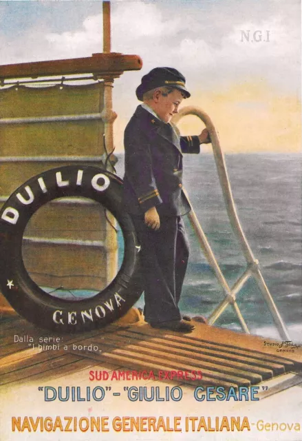 1930 * Pubblicità Originale "Navigazione Generale Italiana - Bimbi A Bordo – STU