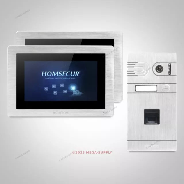 HOMSECUR 7" Système Interphone Portier Vidéo+Caméra Argentée pour Appartement