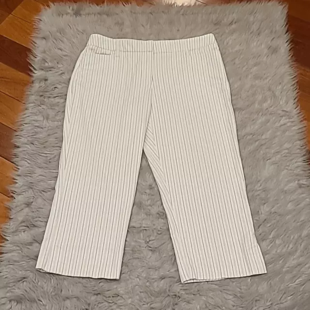 Tribal womens white and gray pinstriped cotton stretch cropped pants size 10