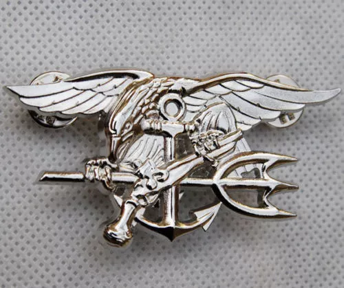 Us Navy Seal Eagle Anchor Trident Metal Medal Badge Insignia Silver