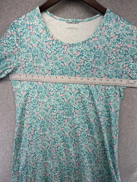 Lands End Womens T-Shirt Shift Dress Size Medium Light Blue Long Sleeve Floral 3