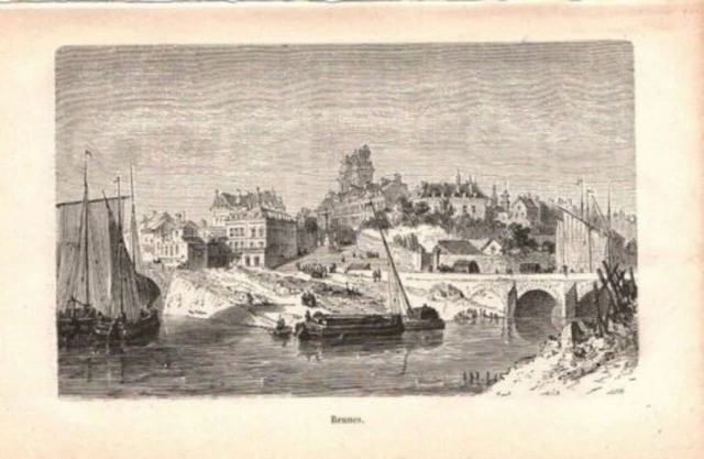 GRAVURE SUR BOIS 19ème RENNES