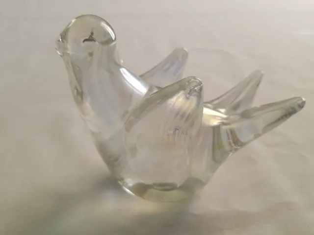 Art Glass Clear Pearl Shine BIRD Dove Figurine  Controlled Bubbles Handblown