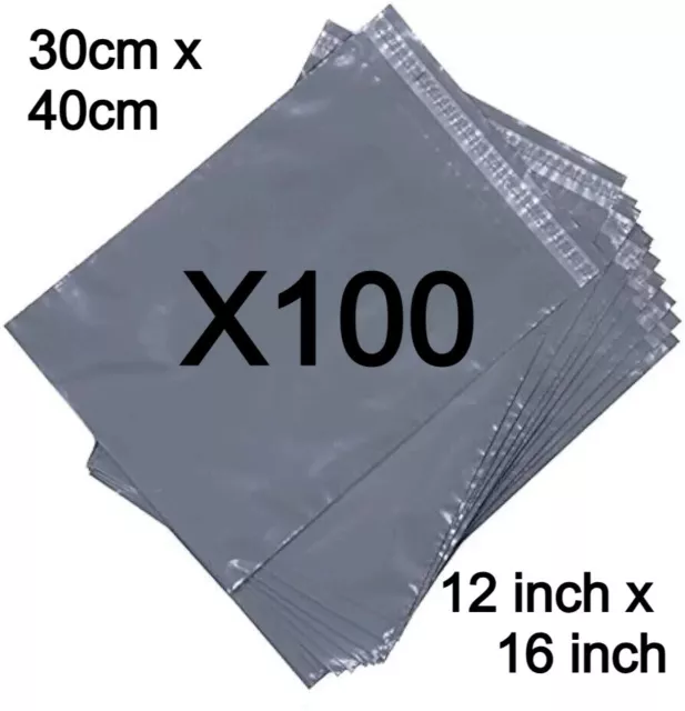 100 STRONG MAILING BAGS PLASTIC POSTAL MAIL POSTAGE POLY (16" x 12") - 100