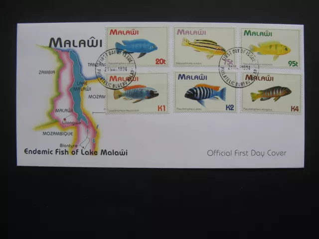 MALAWI, cover FDC 1994, Fish from Lake Malawi