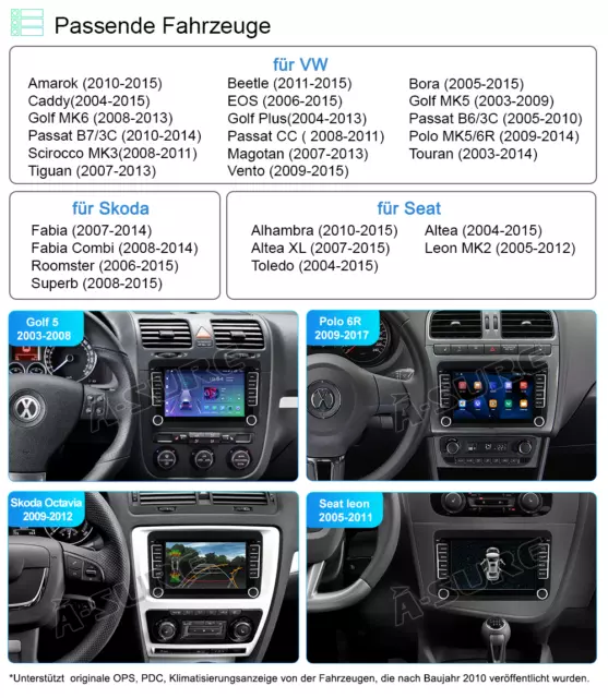 für Autoradio VW Polor 6r Golf PASSAT TOURAN Inklusive DAB+ Android 13 GPS  Navi 3