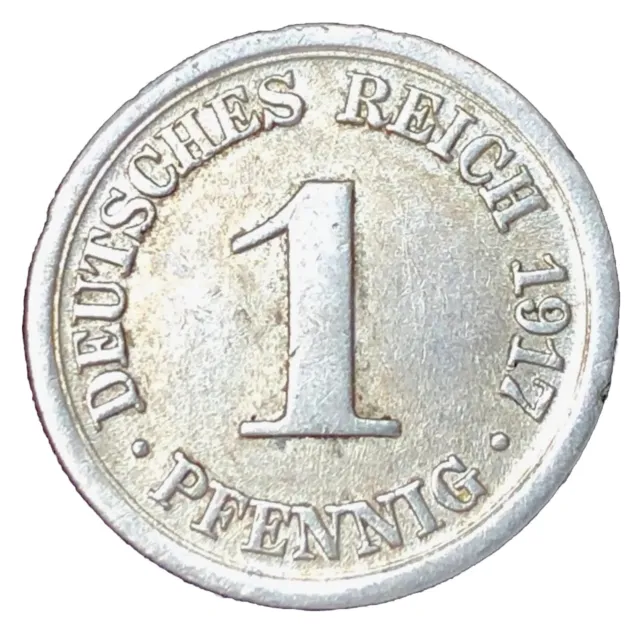 1  Pfennig 1917 D . Deutsche Kaiserreich Wilhelm II . Aluminium