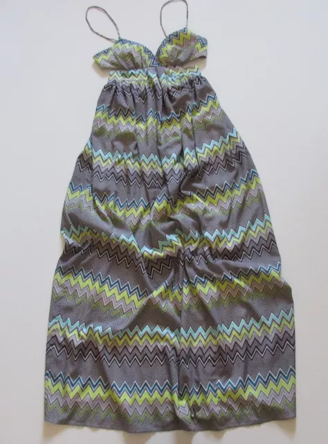 NWT Meghan Los Angeles Gemini in Chevron Zip Zag Cut-out Sides Maxi Dress 0