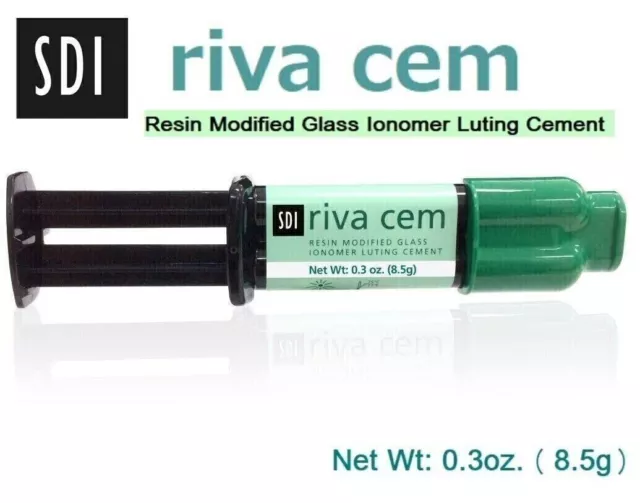 SDI Dental RIVA CEM Self Cure Resin Modified GIC Luting Cement 8.5g Syringe