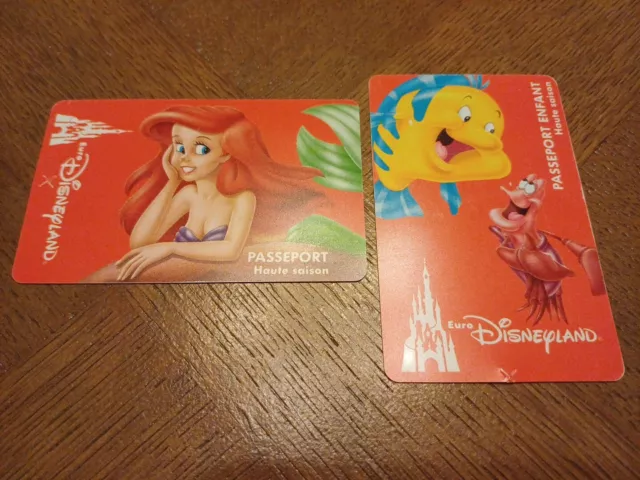 2 pass Euro Disney Disneyland Petite Sirène Pelochon Non Souligné Verso VGS TTB