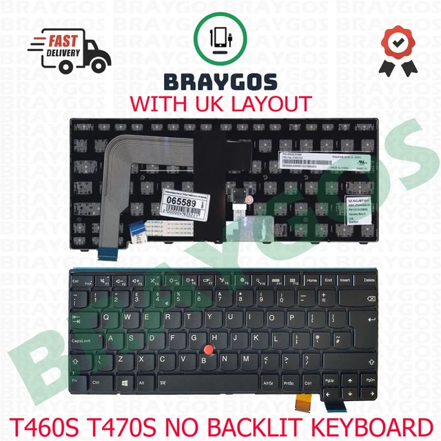 Tastiera UK Nuova Per Lenovo ThinkPad 13 Gen 2, T460S, T470S, T470P - Layout Inglese, Nera