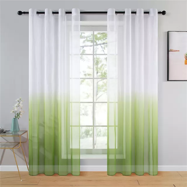 Topfinel 2x Ösenvorhänge Voile Gradient Transparent Gardine Wohnzimme Vorhang