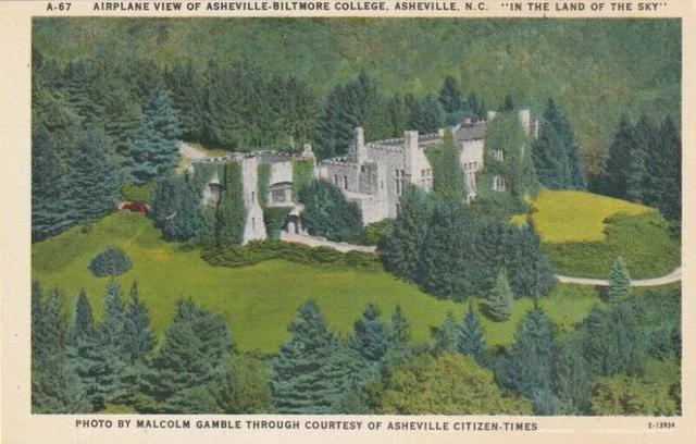 Airplane View of Asheville Biltmore College NC postcard lot 8221
