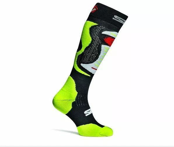 Sidi Faenza Motorcycle Motorbike Long Race Boot Socks - Black Yellow Fluo 3