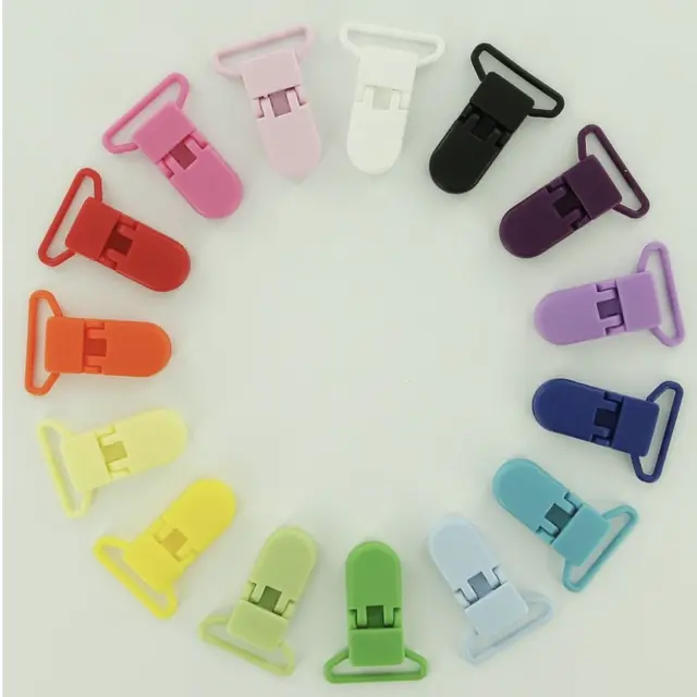 Plastic KAM Suspender Clips - 1 INCH - Clip Soother/Pacifier/Paci/Toy Holder