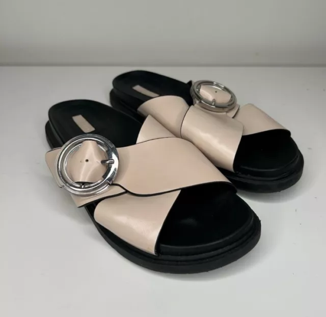 Topshop Blush Pedro Footbed Slide Buckle Sandals 8.5