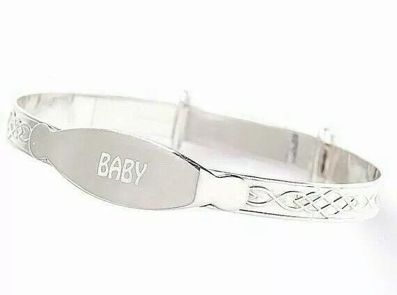 Baby Bangle ID Bracelet 925 Silver engraved Newborn Gift Baptism Baby shower