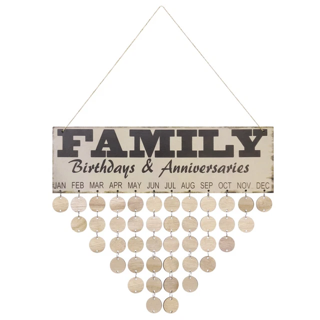 Calendrier D'Anniversaire En Bois à DIY - Planificateur De Dates - Décoration Bureau - 100 Pièces Incluses