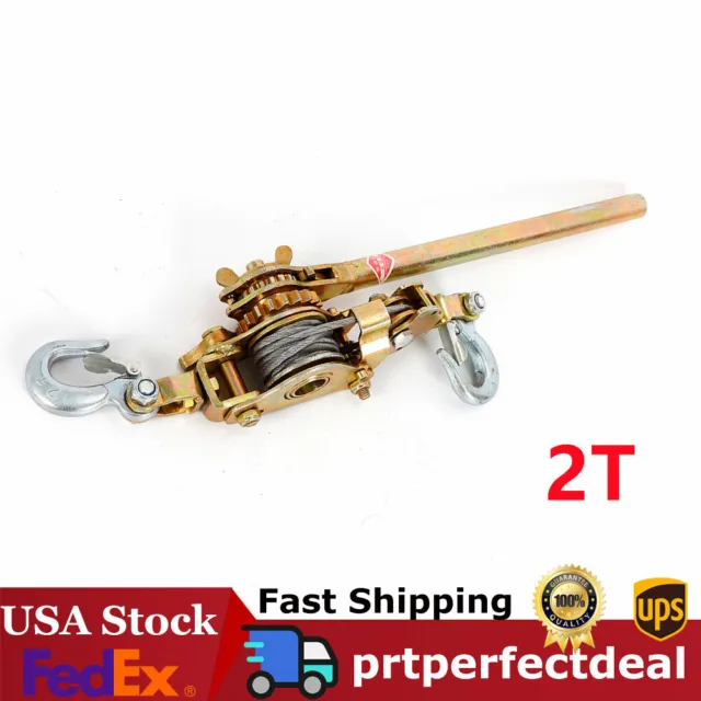 Hand Puller Heavy Duty 2 Ton Winch Pull Hoist Come Along Cable Lever Tool 4400LB
