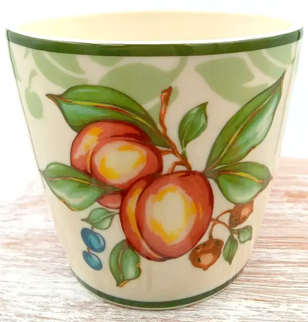 Partylite Votive Candle Holder Ceramic Fruit Peach Pears Green Yellow Beige Blue