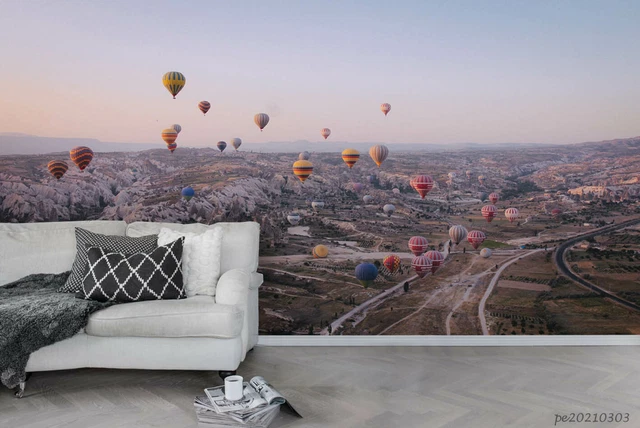 3D HOT AIR Balloon Landscape Wallpaper Wall Murals Removable Wallpaper ...
