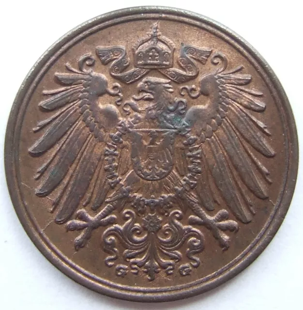 Moneta Reich Tedesco Impero Tedesco 1 Pfennig 1904 G IN Uncirculated 2