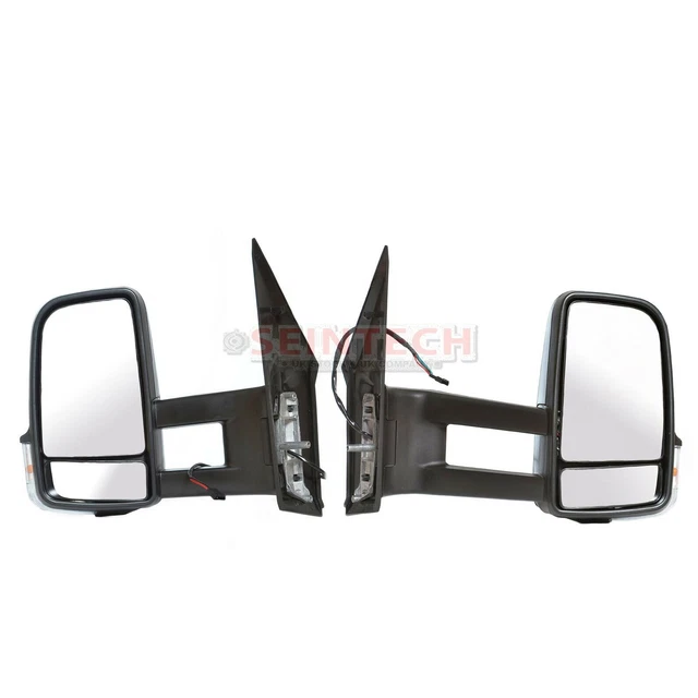 Mercedes Sprinter Full Door Wing Mirror Electric Black Long Arm PAIR 2006-2017