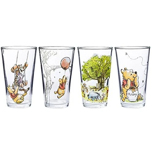 Disney's Winnie the Pooh Painted Scenes 4pc Pint Glass Set, 16 Ounces