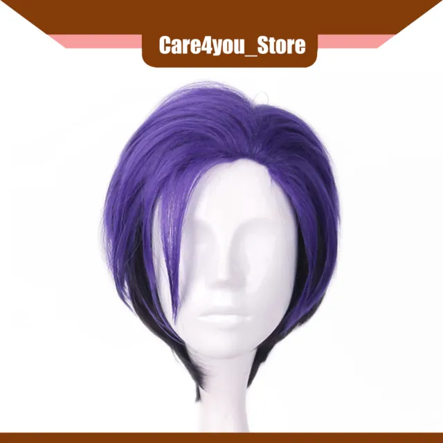 Item of 1 Women 12" Straight Hair Wigs Gradient Purple Short Wigs with Wig Cap