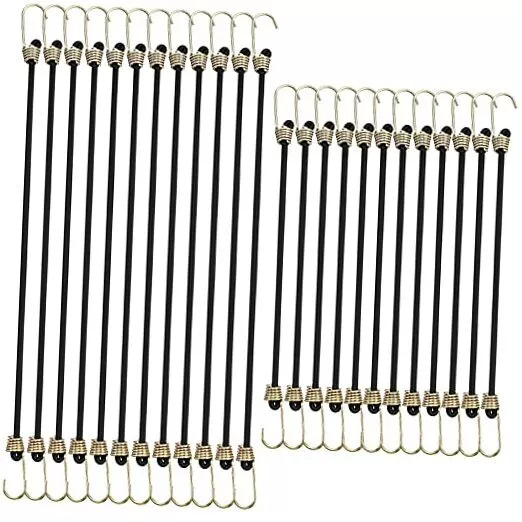 24 Pieces Small Bungee Cords with Hooks 9 Inch 12 Inch Mini Bungee Cords Heavy