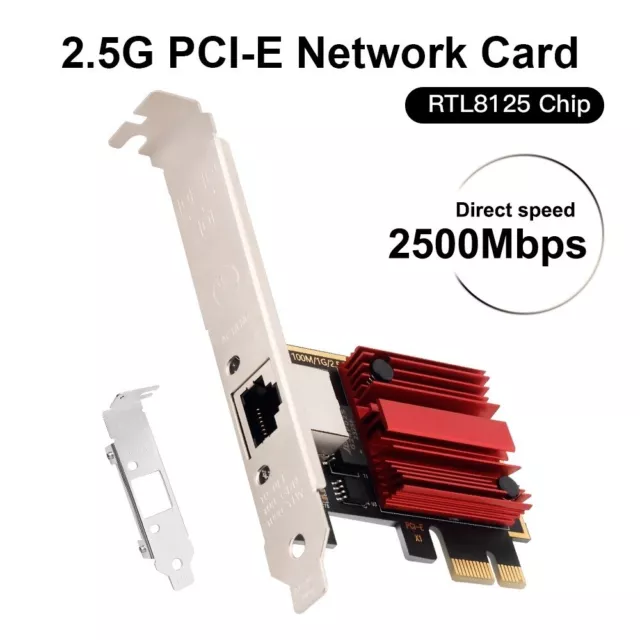 2.5Gbps PCIe Network Card RTL8125 PCIE RJ45 Desktop Adapter Gigabit Ethernet NIC