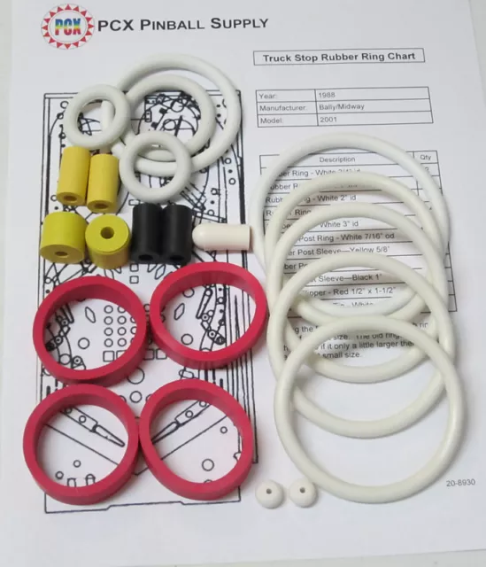 1988 Bally/Midway Truck Stop Pinball Machine Rubber Ring Kit