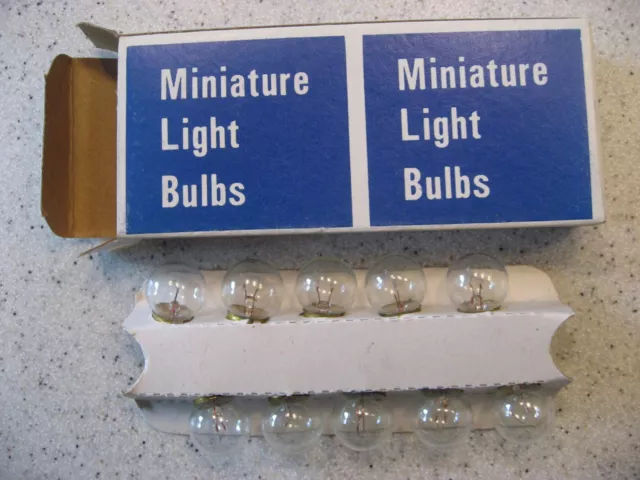 Vintage Box of 10 Miniature Train Light Bulbs Clear No 57 Push-in 12V2CP Taiwan