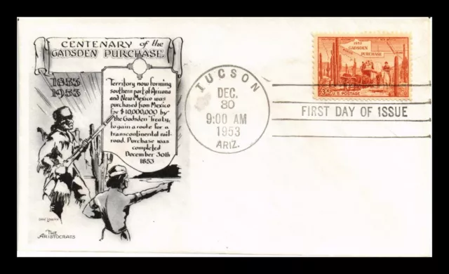 Dr Jim Stamps Us Cover Gadsden Purchase Centenary Fdc Lowry Aristocrats