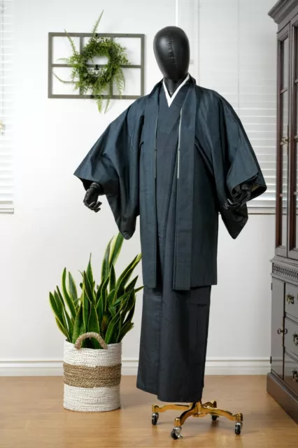 Dear Vanilla Japanese Silk Kimono/Haori Ensemble Set Men's Original Vintage Mint