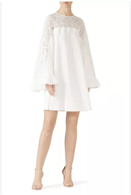 GIAMBA Paris Giambattista Valli White Lace Yoke Mini Dress XXS Size 36