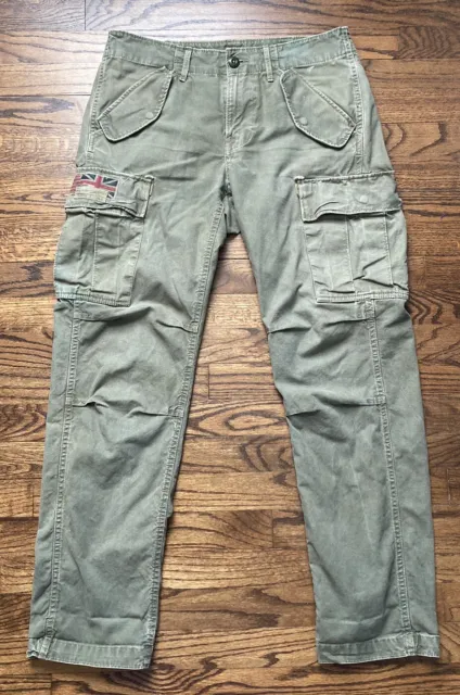 Polo Ralph Lauren Denim Supply Cargo Pants 30x32 Flag Military Patchwork Army