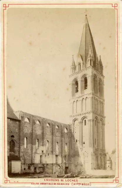 France, Beaulieu-lès-Loches, l&#039;Eglise Abbatiale  Vintage albumin print