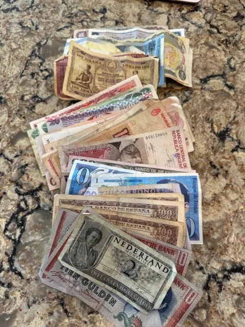 Foreign World Currency Paper Money Lot Of 41 Banknotes Circulated